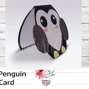 Tarjeta de Navidad SVG, Plantilla de tarjeta de Navidad, Tarjeta de felicitación SVG, Plantilla de tarjeta svg, Tarjeta de Navidad para Cricut, Archivos SVG para Cricut, Pingüino