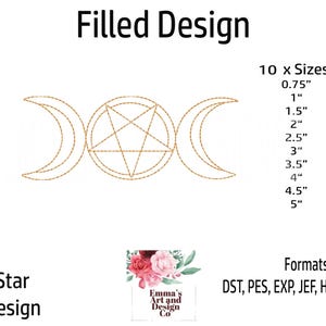Moon and Stars Embroidery Design, Halloween Machine Embroidery, Mystical Machine Embroidery, Witch Machine Embroidery, Dark Magic 10 Sizes