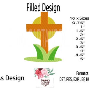 Cross Machine Embroidery Designs, Christian Cross Embroidery Files, Easter Cross Shape Embroidery Pattern, Mini Cross Fill Stitch 10 x Sizes