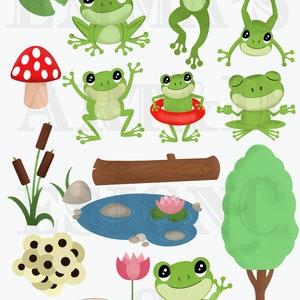 Grenouille Clipart, Grenouille PNG Clipart, Grenouille Clipart Image, Clipart numérique, Illustrations de grenouille, Clipart crapaud, Fichier PNG amphibien, Graphiques grenouille