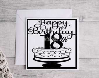 Happy 18th Birthday Card SVG, Cake Clipart (Instant Download)