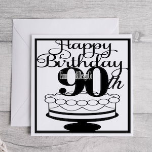 Happy Birthday Card SVG, Happy 90th Birthday svg, Happy Birthday svg Birthday Card svg, Birthday Cut File, Instant Download, ClipartSvg