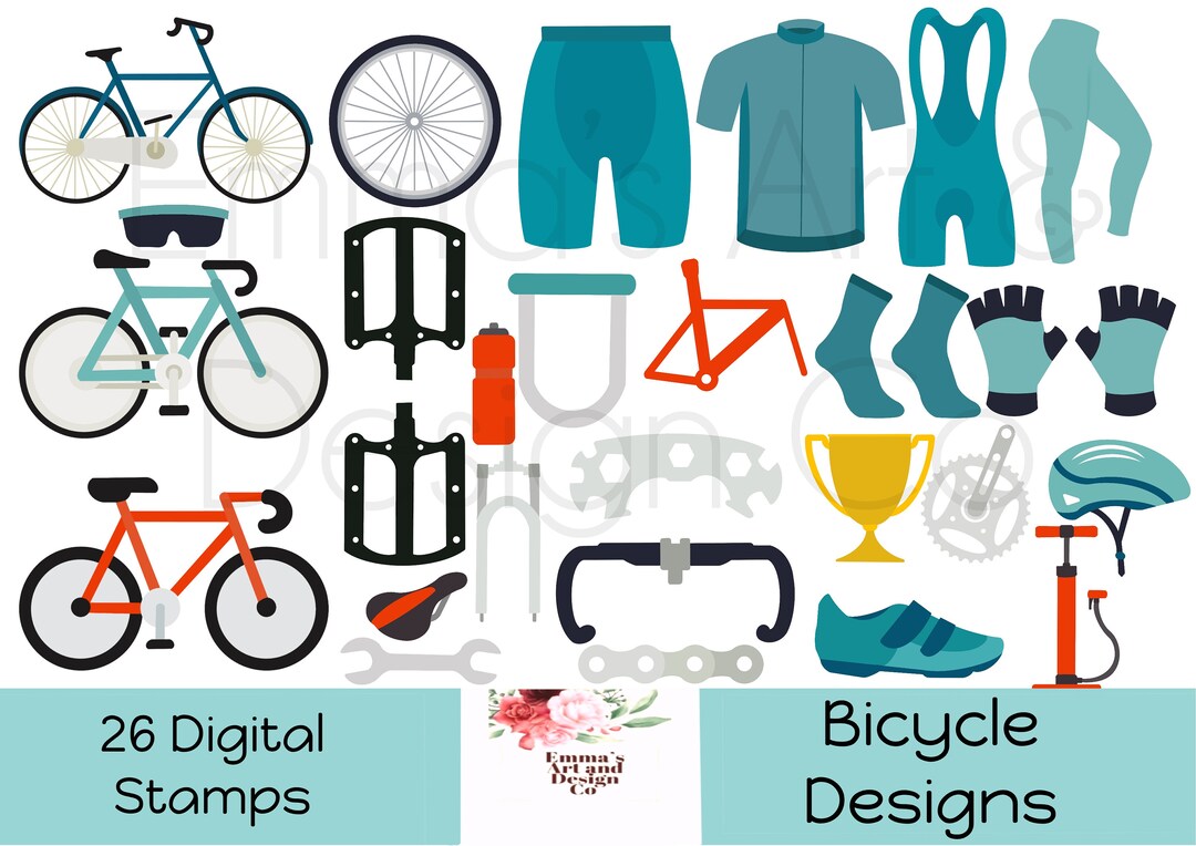 Bicycle Digital Stamps, Bike PNG Clipart, Cycle Clipart Image’s ...