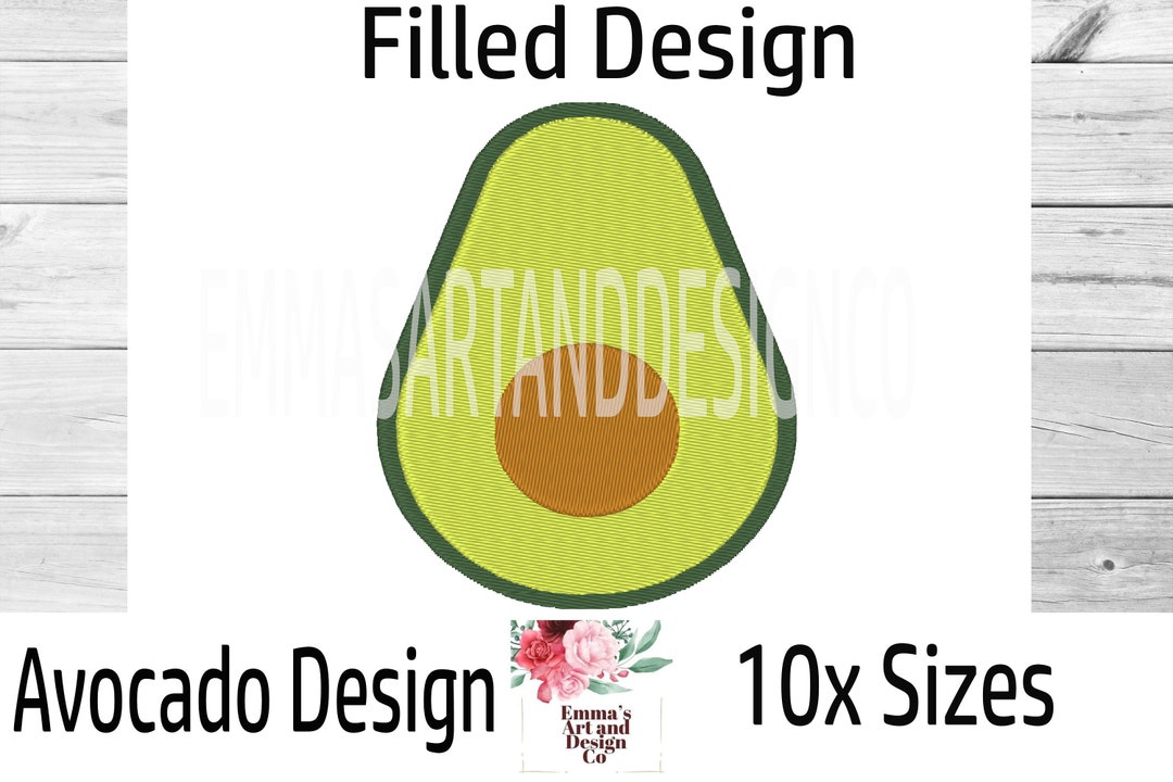 Avocado Machine Embroidery Design, Machine Embroidery Avocado, Avocado Design, Vegetarian