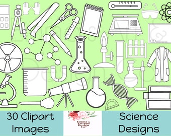 Science Digital Stamps, School PNG Clipart, Science Teacher Clipart Image’s, Digital Clipart, Back To School Illustration, Chemistry Clipart