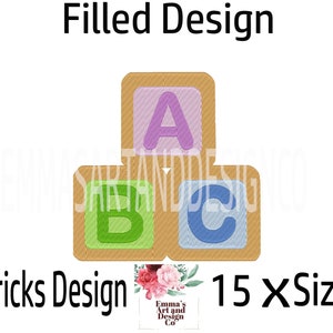 Baby Bricks Machine Embroidery Design, Machine Embroidery Baby Block Design, Brick Design, Babies Toy Design, 15xSizes, Baby Toy Design, ABC