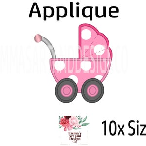 Applique Pram Machine Embroidery Design, Machine Embroidery Stroller Design, Pushchair Design, Carriage Design, 10xSizes Applique Embroidery