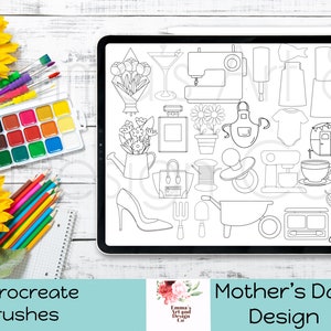 Procreate Mother’s Day Stamp, Procreate Mum Brush, Brushes For IPad, Stamps for IPad, Procreate IPad, Free Colour Palette, Mom Procreate