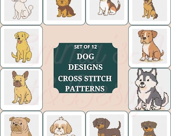 Dog Breed Cross Stitch Patterns, Set of 12 (Printable PDF)
