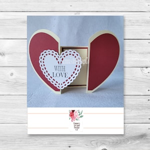 Tarjeta de San Valentín Archivo Svg, Tarjeta de San Valentín Svg para Cricut, Tarjeta de San Valentín 3D Svg, Tarjeta paso a paso del corazón Archivo de corte, Tarjeta del corazón Svg, Amor