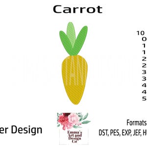 Carrot Embroidery Design, Carrot Machine Embroidery Design, Carrot Design, Vegetable Embroidery Design, Mini Easter Design, 10 x Sizes