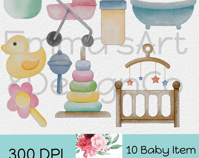 Watercolor Clipart Baby Shower Clipart Newborn Baby Boy Girl Watercolor ...