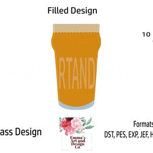 Beer Glass Embroidery Design, Lager Machine Embroidery, Glass Embroidery, Alcohol Embroidery, Fathers Day Embroidery, Pint Glass 10 Sizes
