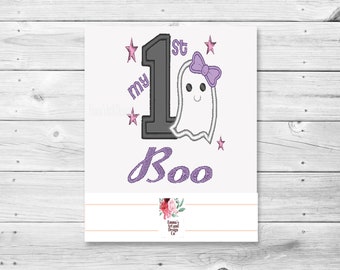 1st First Halloween Ghost, Digital Machine Embroidery Applique Design, 1st Halloween Applique, First Halloween Applique, Cute  Ghost