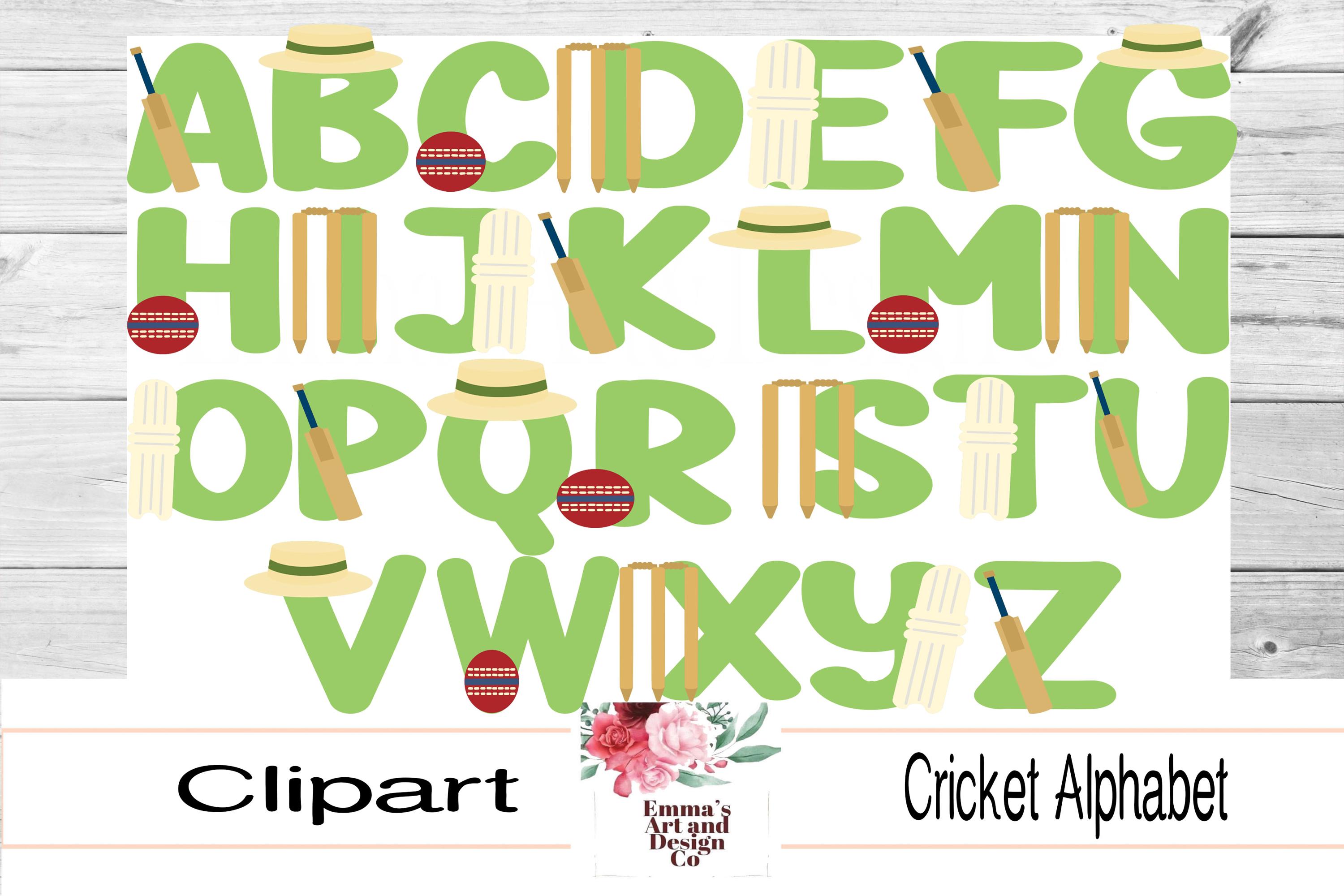 Cricket Alphabet Set, Sport Letters, SVG Cricket Alphabet, Vector ...