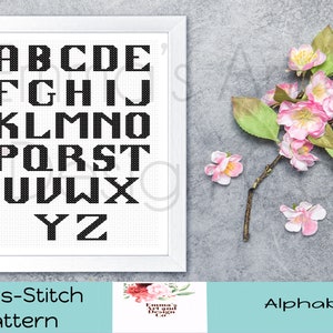 Large Alphabet Cross Stitch Pattern, Modern Cross-Stitch Pattern, Cross-Stitch Patterns, Font Cross Stitch Pattern, Letters, Bigger letters