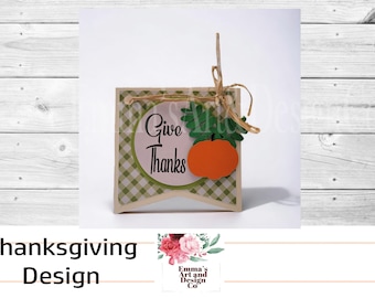 Thanksgiving Card SVG, Give Thanks Card svg, svg Pumpkin File, Card Cut File, Thanksgiving Card Template, Flag Card, Flag Card SVG, Autumn