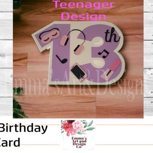 Tarjeta de cumpleaños 13 SVG, plantilla de tarjeta 13, SVG de adolescente, plantilla de tarjeta svg, tarjeta 13 para Cricut, archivos Svg para tarjeta de número en forma de Cricut