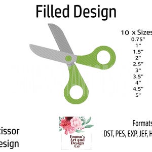 Scissors Embroidery Design, Scissors Machine Embroidery, School Machine Embroidery, School Scissors Embroidery Design, Mini, 10 Sizes
