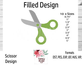 Scissors Embroidery Design, Scissors Machine Embroidery, School Machine Embroidery, School Scissors Embroidery Design, Mini, 10 Sizes