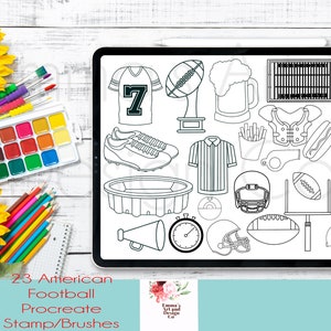 23 Timbres de procréation de football américain, pinceaux de procréation, ensemble de pinceaux de procréation, pinceaux pour IPad, paquet de timbres, palette de procréation
