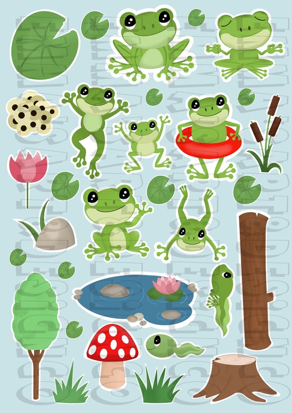 Frog Stickers Printable Frog Sticker Download Frog Sticker Etsy