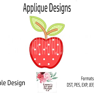 Apple Embroidery Design, Apple Machine Embroidery, Fruit Machine Embroidery, School Embroidery Design, Apple Applique Design, Mini, 8 Sizes
