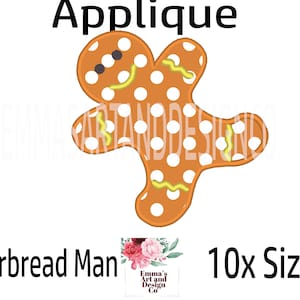 Gingerbread Man Machine Embroidery Design, Machine Embroidery Gingerbread Man Applique, Christmas Gingerbread Man Design, 10xSizes, Applique