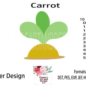 Carrot Embroidery Design, Carrot Machine Embroidery Design, Carrot Design, Vegetable Embroidery Design, Mini Easter Design, 10 x Sizes