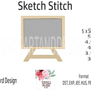 Blackboard Embroidery Design, Chalkboard Machine Embroidery, School Machine Embroidery, Board Machine Embroidery, Sketch Stitch 5 Sizes