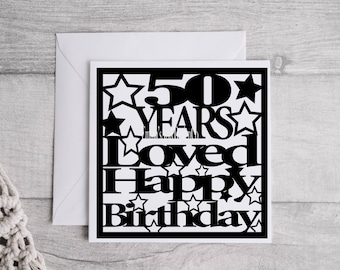 50th Birthday Card SVG, Cricut Cut File (Digital Download)
