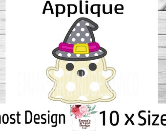 Spooky Halloween Embroidery Pattern, Ghost Embroidery Machine Pattern, Halloween Ghost Machine Embroidery Designs, 10 x Ghost Applique Sizes