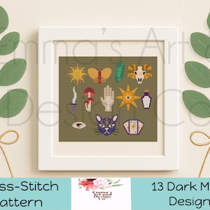 Dark Magic Cross Stitch Pattern, Goth Cross-Stitch Pattern, Halloween Cross-Stitch Patterns, Counted Cross Stitch Pattern Goth Needlepoint