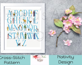 Schemi a punto croce Natività, schemi a punto croce natalizi, campione di presepe a punto croce, Gesù, 3 Re Magi, Giuseppe e Maria