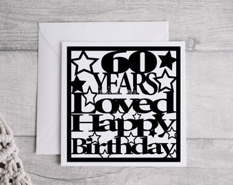 60th Birthday Card SVG, Cricut Cut File (Digital Download)