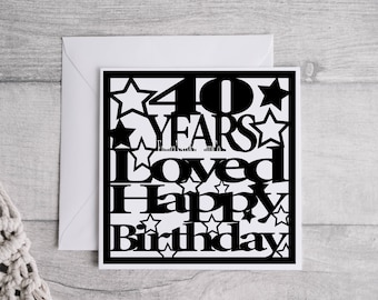 40th Birthday Card SVG, Cricut Cut File (Digital Download)