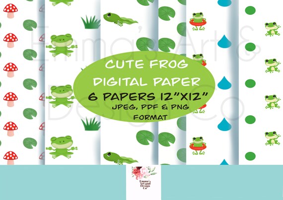 Digital Paper Printable Clipart Cute Frog Scrapbooking - Etsy