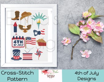 4th of July Cross Stitch Patterns, Popsicle Cross-Stitch Pattern, Summer Cross Stitch, Cute Cross Stitch, Independence Day Cross Stitch