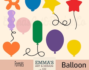Birthday Balloon SVG Bundle, Party Clipart (Digital Download)
