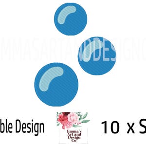 May include: Three blue bubble shapes with a white outline. The bubbles are arranged in a cluster. The text "Bubble Design" is at the bottom left of the image. The text "10 x Sizes" is at the bottom right of the image.