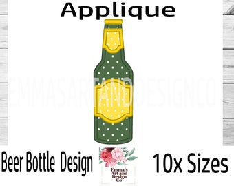 Applique Beer Bottle Machine Embroidery Design, Beer Bottle Machine Embroidery Design, Beer Embroidery Design, 10 x Sizes, Bottle Pattern