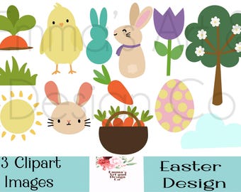 Sellos digitales de primavera, sellos digitales de Pascua, imágenes prediseñadas de Pascua, imágenes prediseñadas de Pascua lindas, archivos PNG, conejito de Pascua, pollito de Pascua, sellos de Pascua