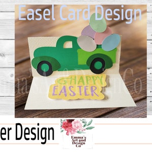 Frohe Ostern SVG-Kartenvorlage, Ostern Schnittdatei für Cricut, Frohe Ostern SVG-Vorlage, Osterei Schnittdatei, SVG Ostern, Staffelei LKW-Karte