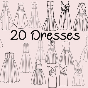 20 Dresses  Procreate Stamps Procreate Brushes, Procreate Brush Set, Brushes for IPad, Stamp Bundle Set, Procreate Palette, Procreate Stamps