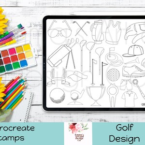 30 Sellos Procreate de Golf, Pinceles Procreate, Conjunto de Pinceles Procreate, Pinceles para IPad, Paquete de Sellos, Paleta Procreate, Sello Deportivo, Deporte de Golf