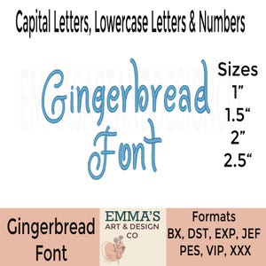 Gingerbread Machine Embroidery Font, Christmas Embroidery Font, BX Font Christmas Font, Thanksgiving, Gingerbread Font, Cursive Font, Script