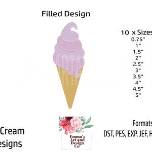 Ice Cream Embroidery Design, Cone Machine Embroidery, Ice Cream Cone Machine Embroidery, BBQ Machine Embroidery, Mini Designs 10 Sizes