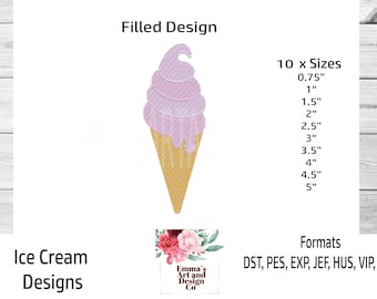 Ice Cream Embroidery Design, Cone Machine Embroidery, Ice Cream Cone Machine Embroidery, BBQ Machine Embroidery, Mini Designs 10 Sizes