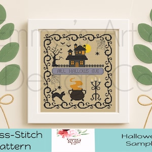 All Hallows Eve Cross Stitch Patterns, Halloween Cross-Stitch, Autumn Cross Stitch, Sampler Cross Stitch, Spooky Halloween Cross Stitch