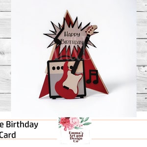 Verjaardagskaart SVG, verjaardagskaartsjabloon, wenskaart SVG, kaartsjabloon svg, verjaardagskaart voor Cricut, Svg-bestanden voor Cricut, Guitar Card